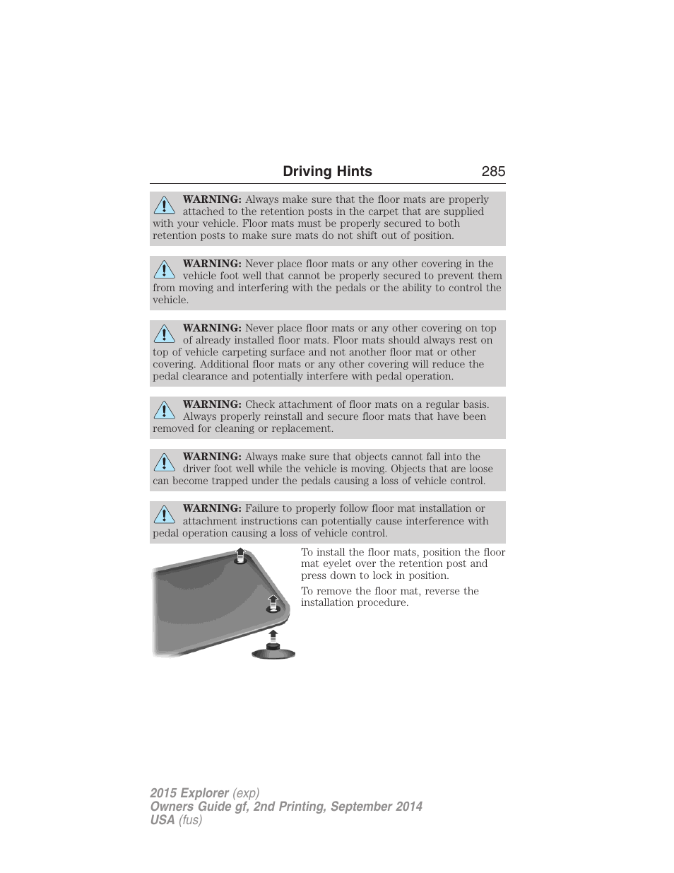 Driving hints 285 | FORD 2015 Explorer User Manual | Page 286 / 596