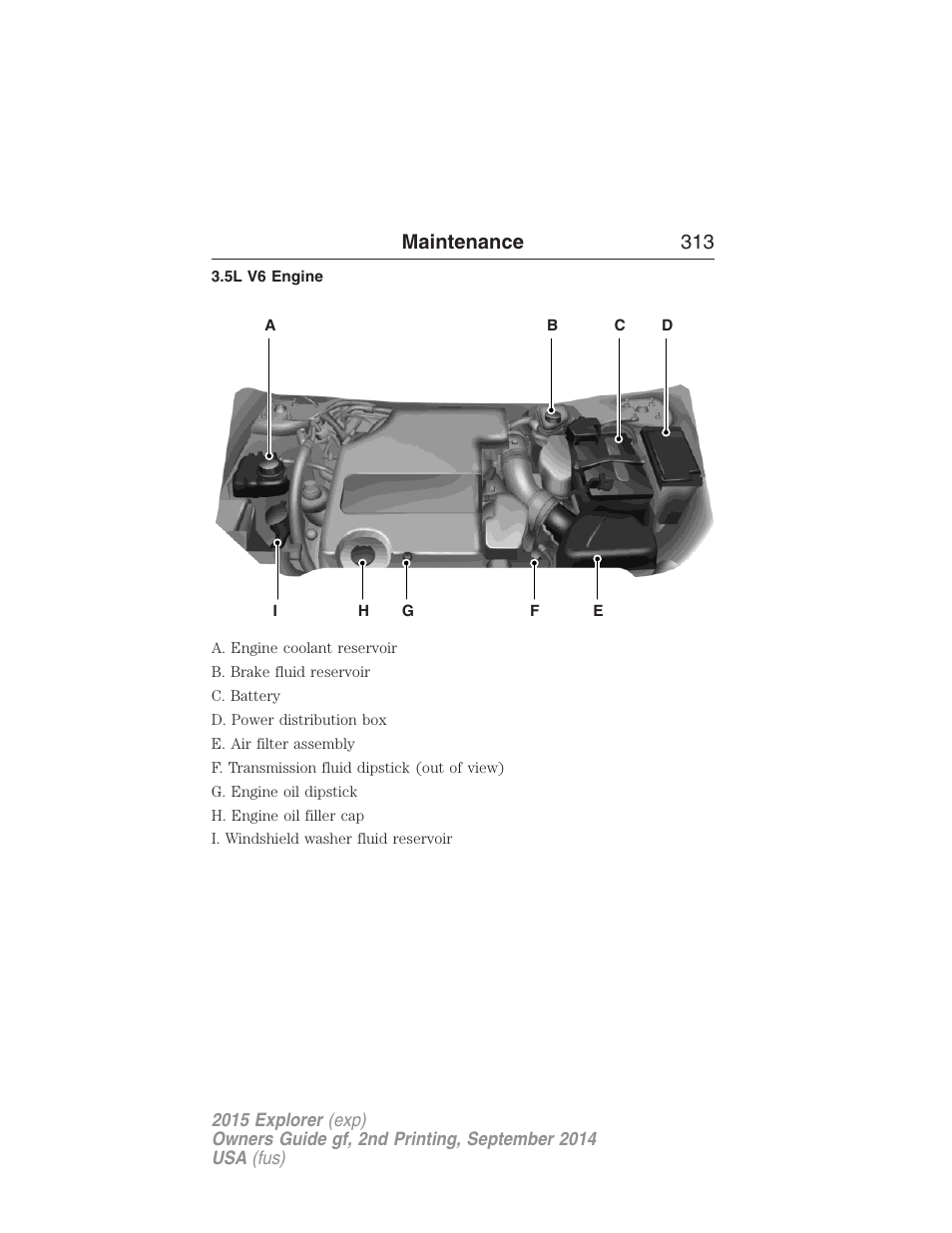 5l v6 engine, Maintenance 313 | FORD 2015 Explorer User Manual | Page 314 / 596