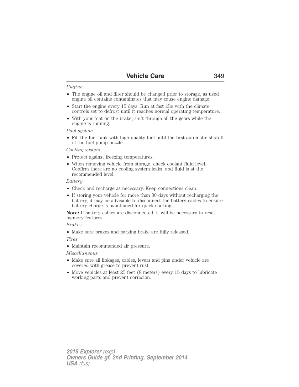 Vehicle care 349 | FORD 2015 Explorer User Manual | Page 350 / 596