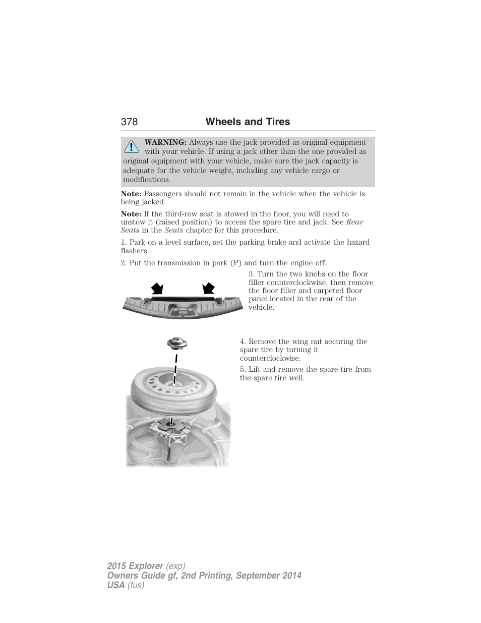 378 wheels and tires | FORD 2015 Explorer User Manual | Page 379 / 596