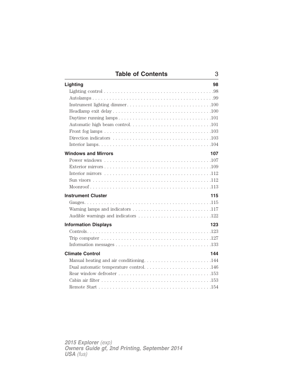 Table of contents 3 | FORD 2015 Explorer User Manual | Page 4 / 596