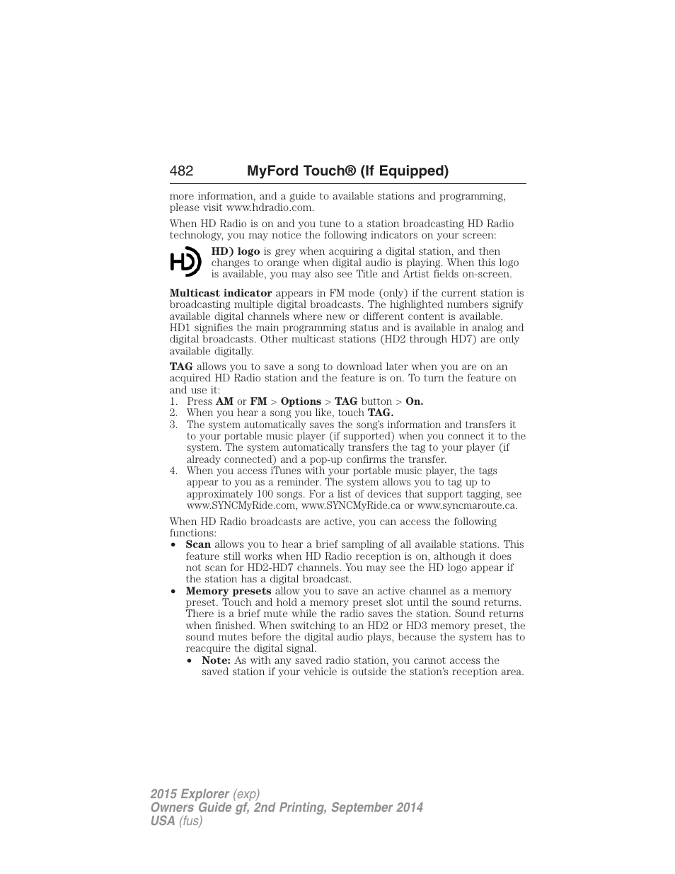 482 myford touch® (if equipped) | FORD 2015 Explorer User Manual | Page 483 / 596