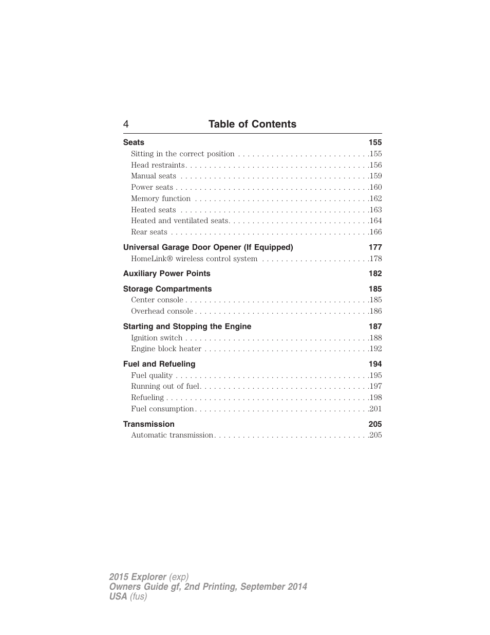 4table of contents | FORD 2015 Explorer User Manual | Page 5 / 596