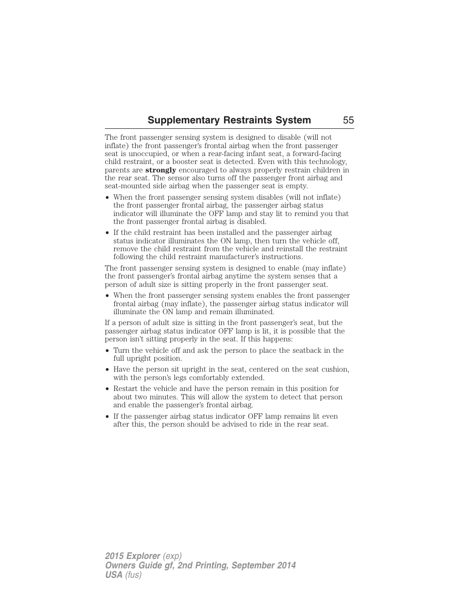 Supplementary restraints system 55 | FORD 2015 Explorer User Manual | Page 56 / 596