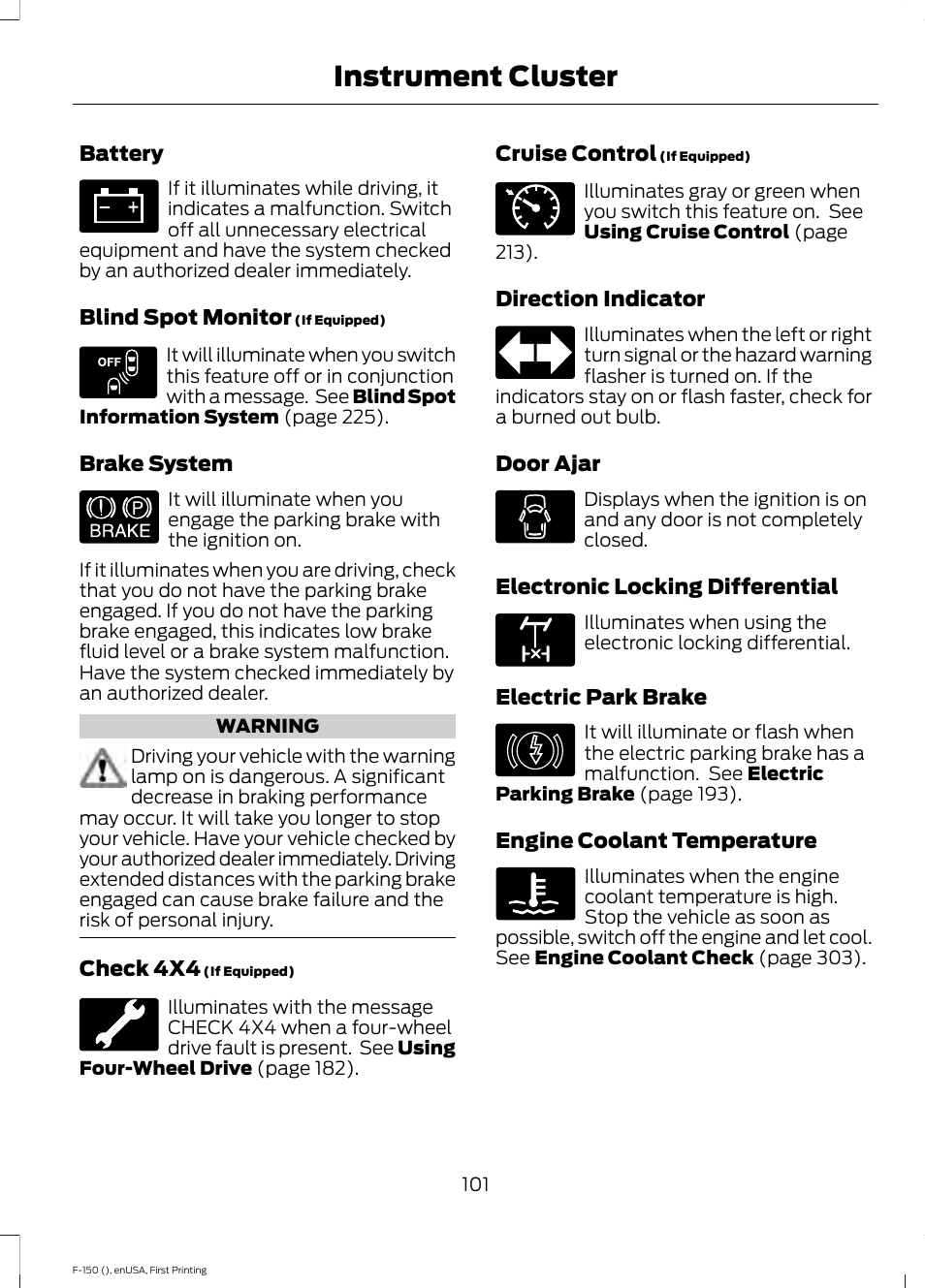 Instrument cluster | FORD 2015 F-150 User Manual | Page 104 / 549