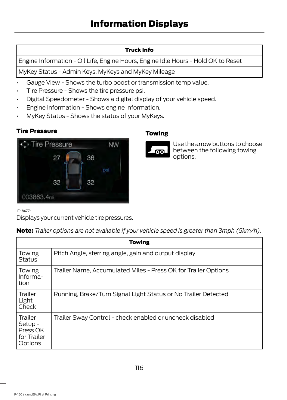 Information displays | FORD 2015 F-150 User Manual | Page 119 / 549