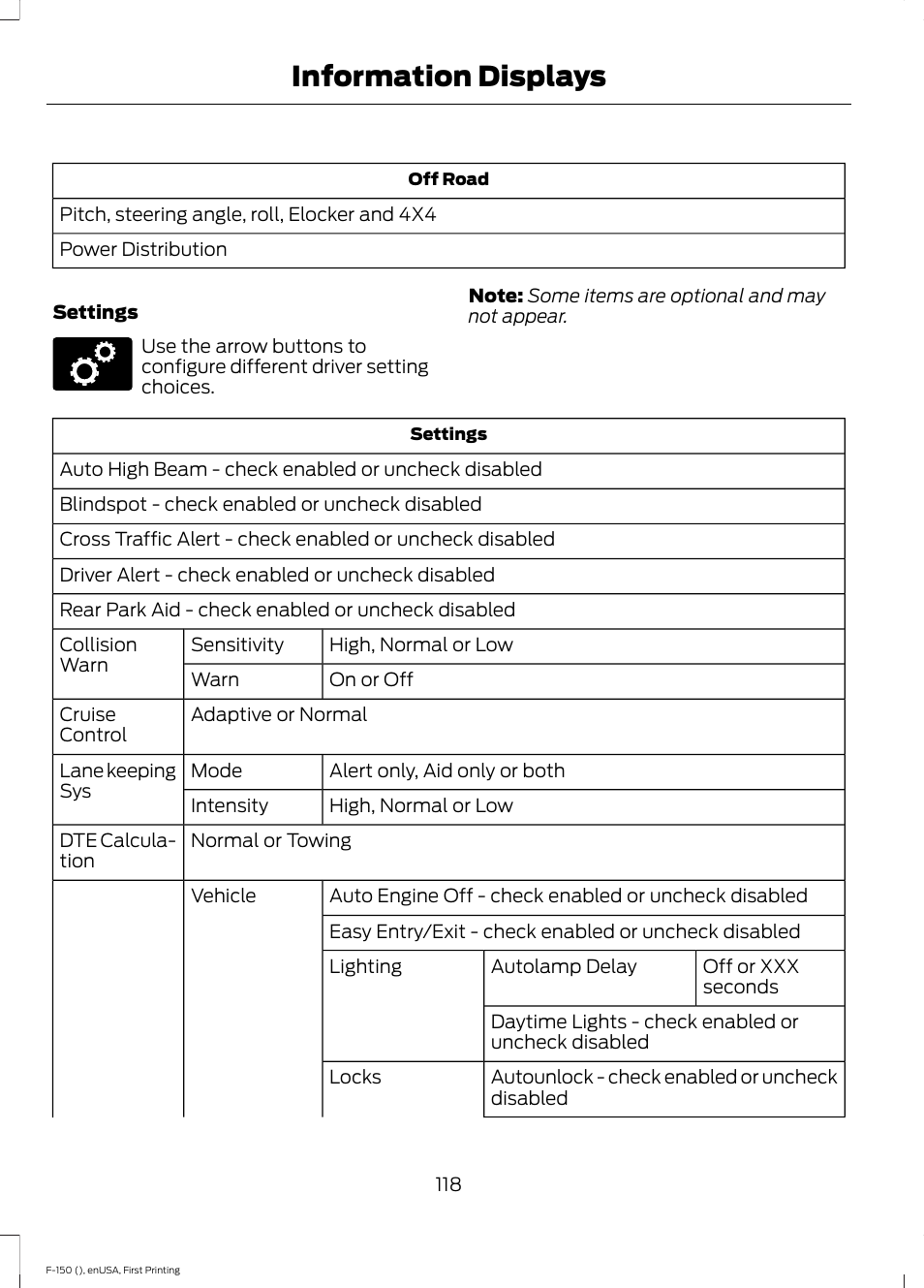 Information displays | FORD 2015 F-150 User Manual | Page 121 / 549