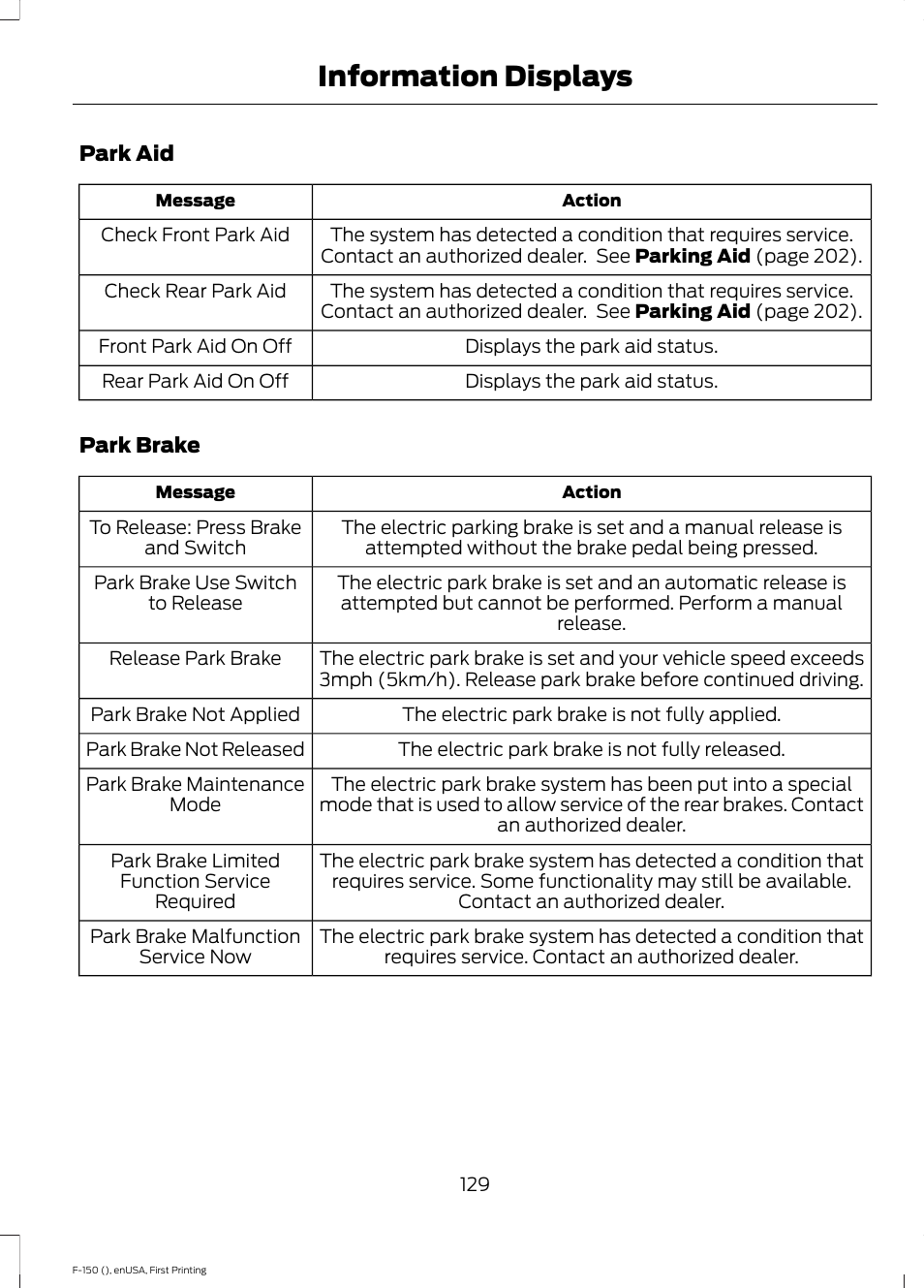 Information displays | FORD 2015 F-150 User Manual | Page 132 / 549