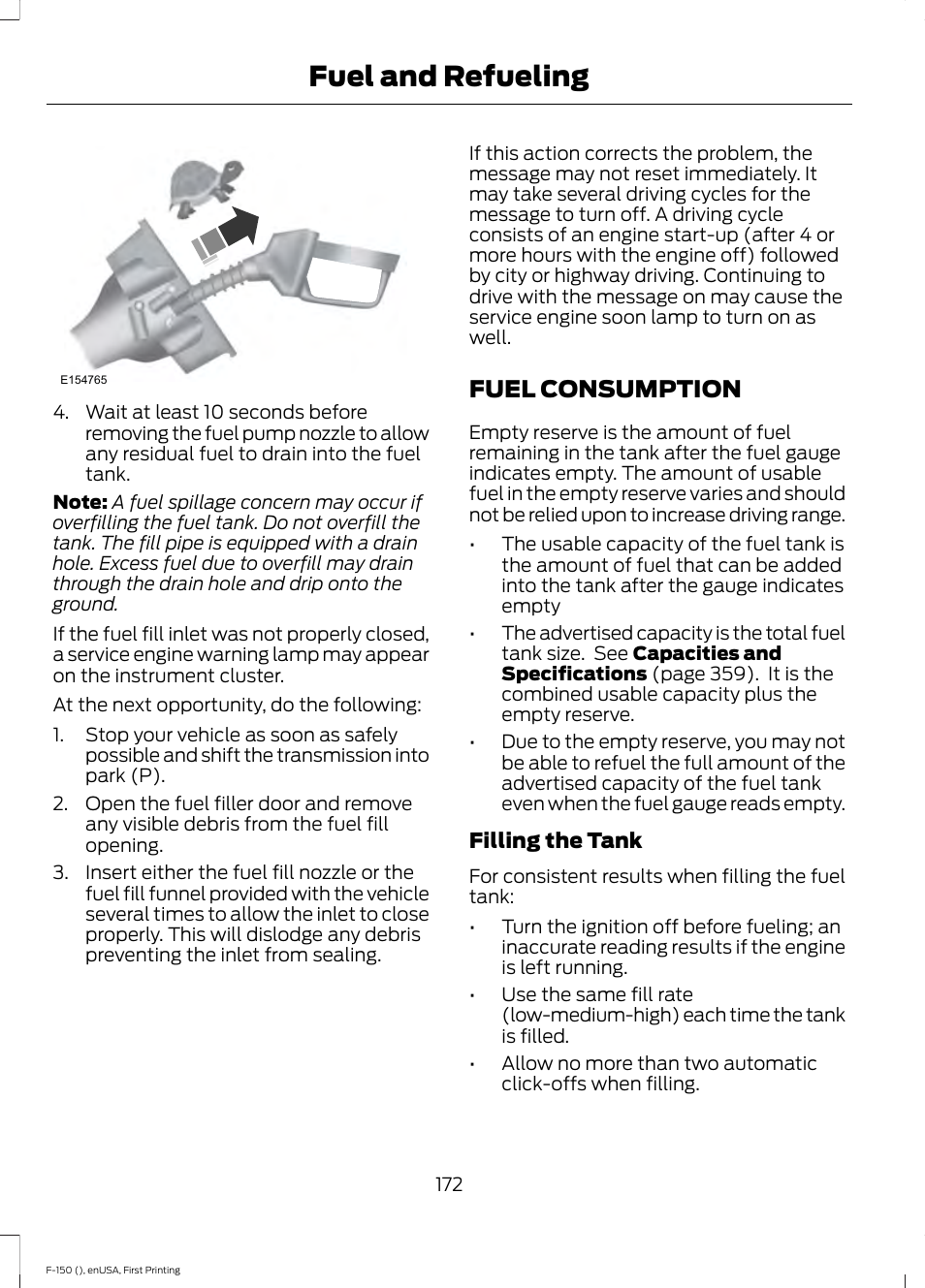 Fuel consumption, Fuel and refueling | FORD 2015 F-150 User Manual | Page 175 / 549