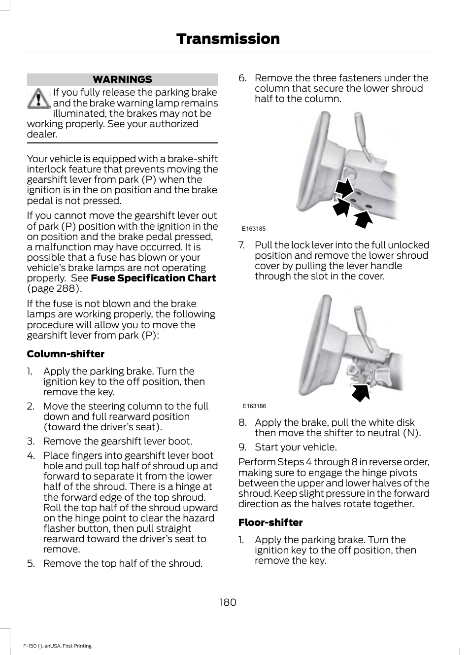 Transmission | FORD 2015 F-150 User Manual | Page 183 / 549