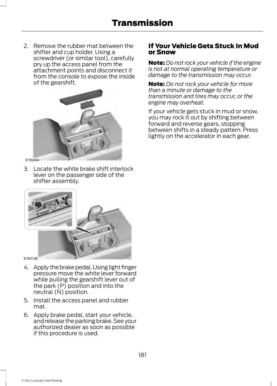 Transmission | FORD 2015 F-150 User Manual | Page 184 / 549