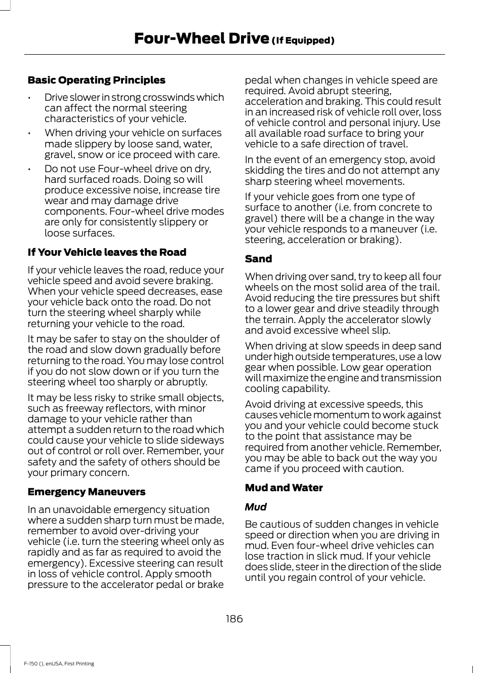 Four-wheel drive | FORD 2015 F-150 User Manual | Page 189 / 549
