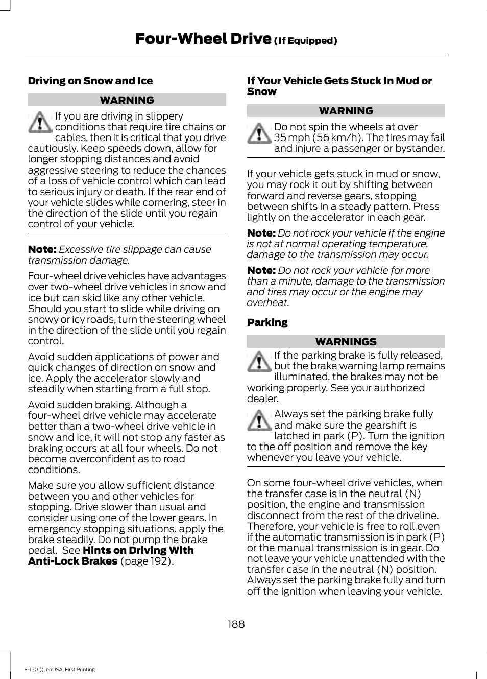 Four-wheel drive | FORD 2015 F-150 User Manual | Page 191 / 549