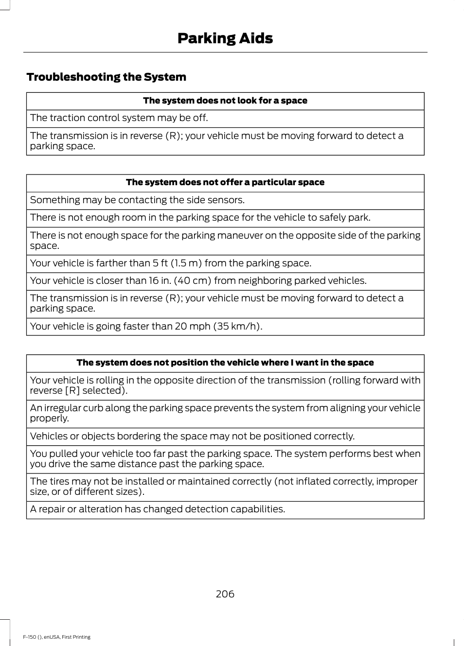 Parking aids | FORD 2015 F-150 User Manual | Page 209 / 549