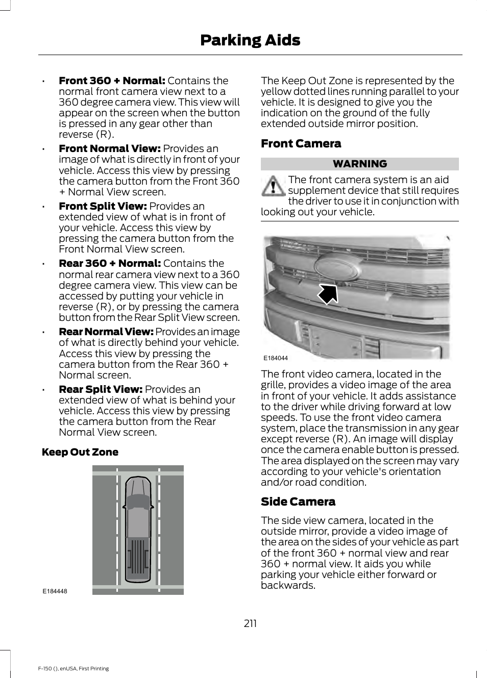 Parking aids | FORD 2015 F-150 User Manual | Page 214 / 549