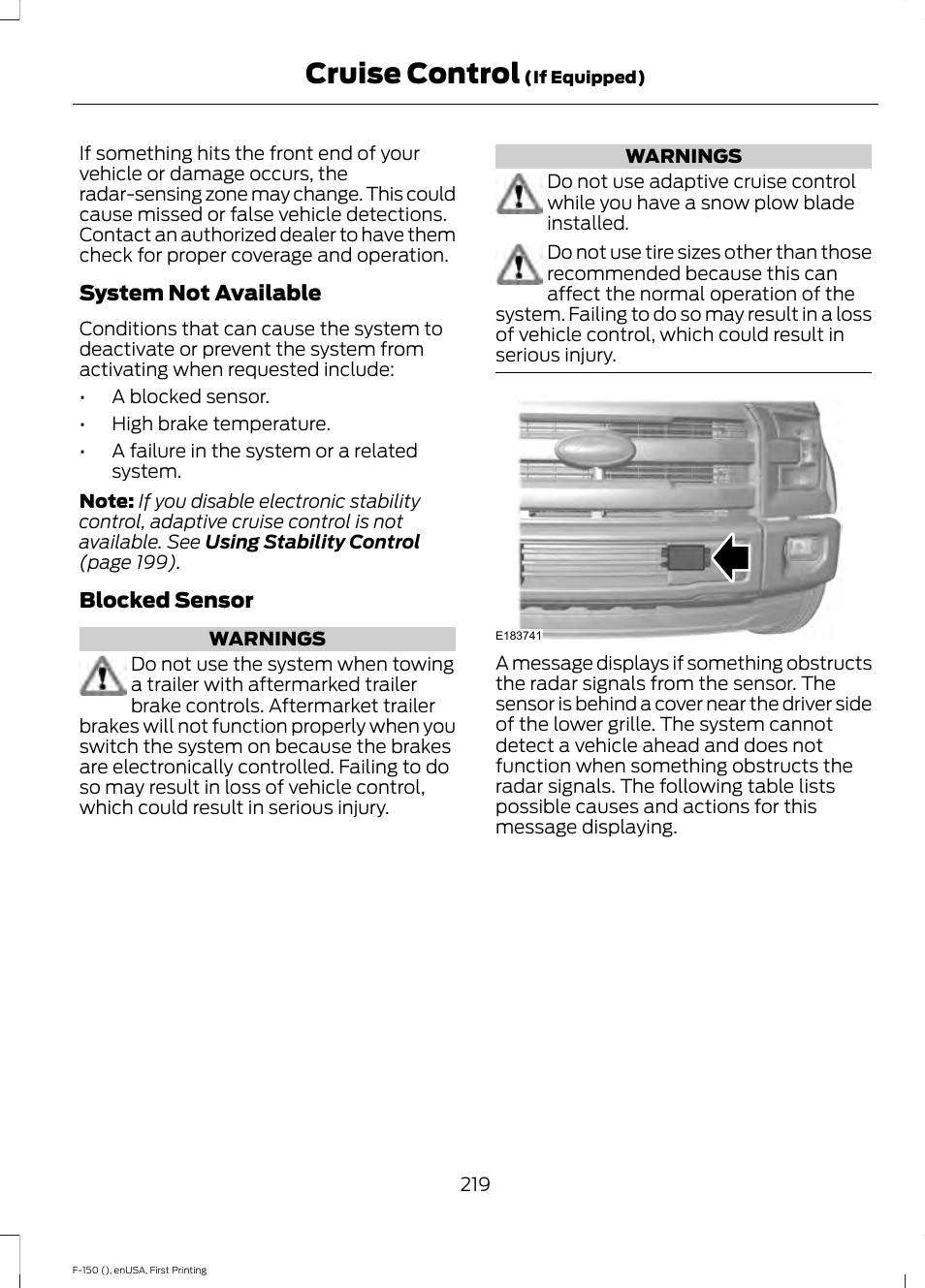 Cruise control | FORD 2015 F-150 User Manual | Page 222 / 549