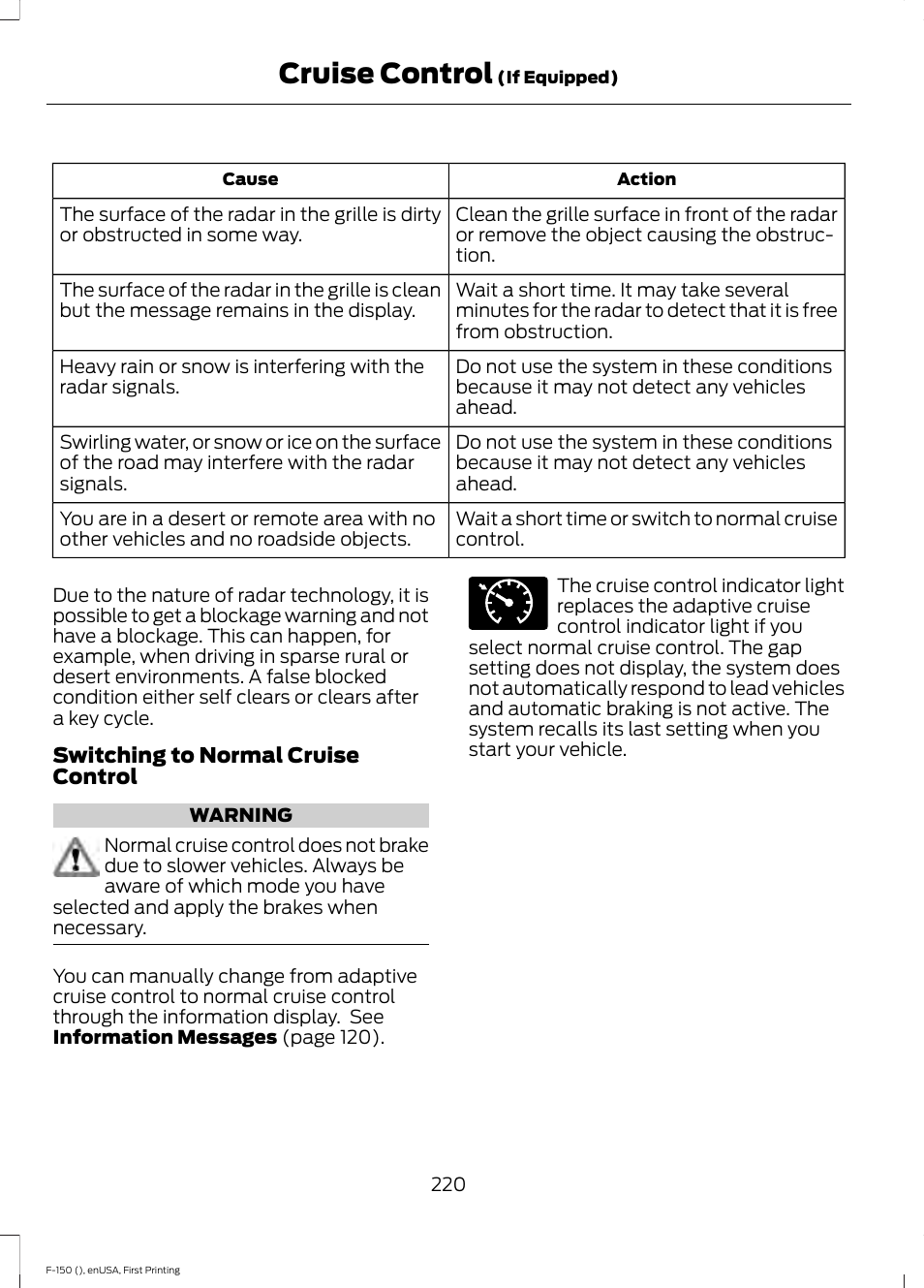 Cruise control | FORD 2015 F-150 User Manual | Page 223 / 549