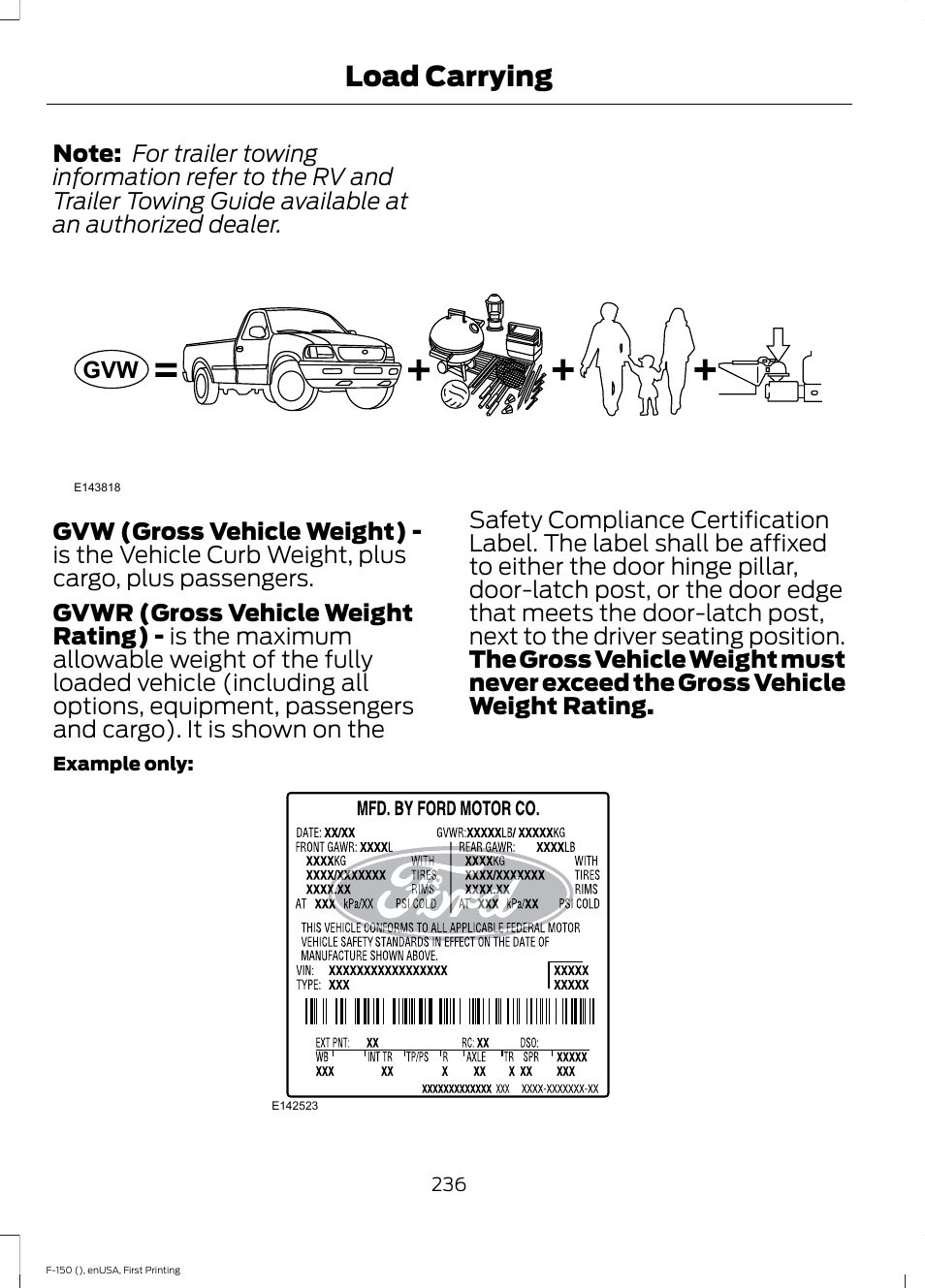 Load carrying | FORD 2015 F-150 User Manual | Page 239 / 549