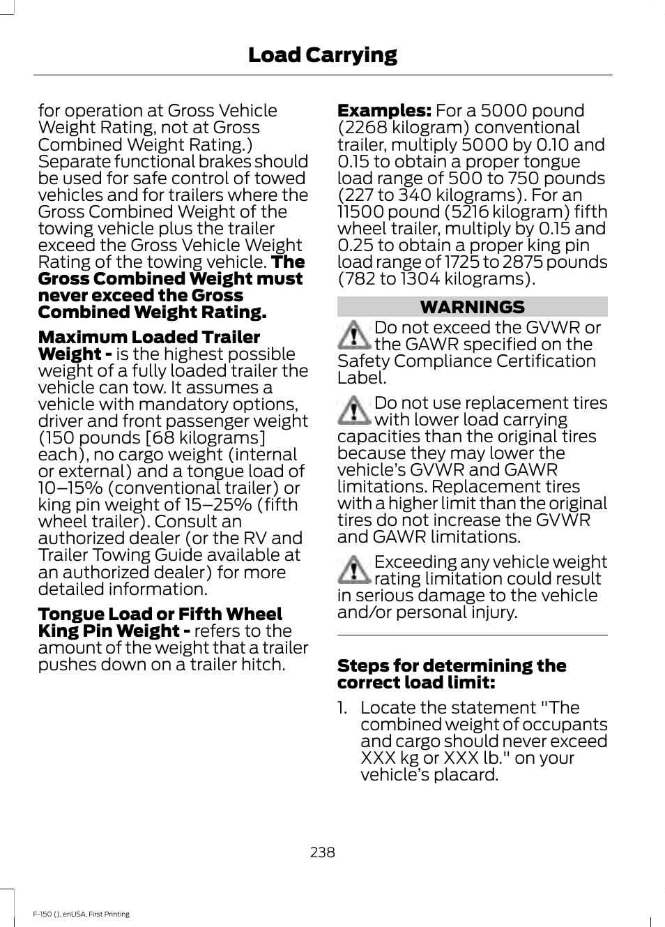 Load carrying | FORD 2015 F-150 User Manual | Page 241 / 549
