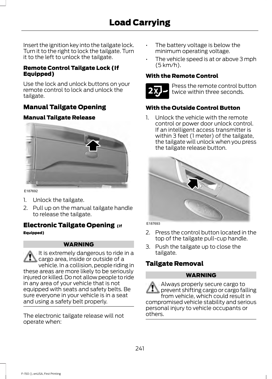 Load carrying | FORD 2015 F-150 User Manual | Page 244 / 549