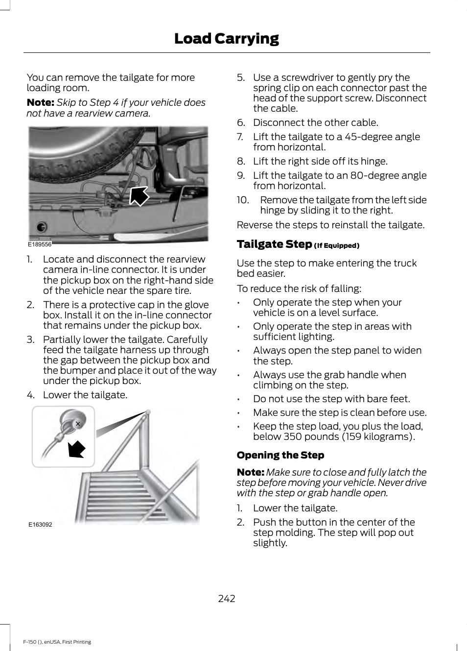Load carrying | FORD 2015 F-150 User Manual | Page 245 / 549