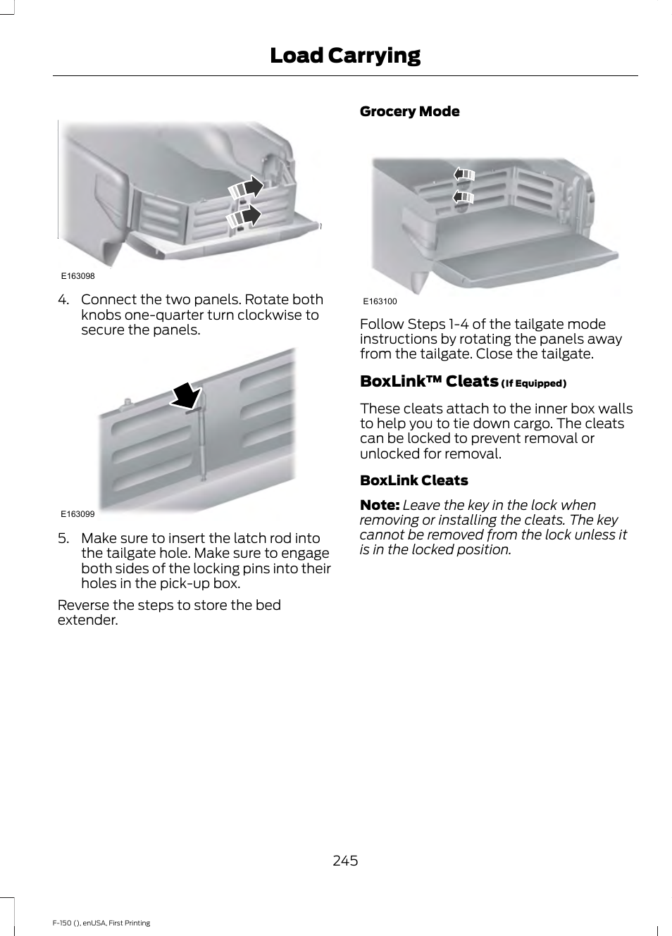 Load carrying, Boxlink™ cleats | FORD 2015 F-150 User Manual | Page 248 / 549