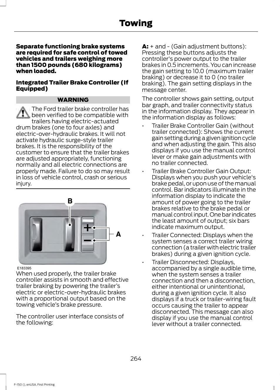 Towing | FORD 2015 F-150 User Manual | Page 267 / 549
