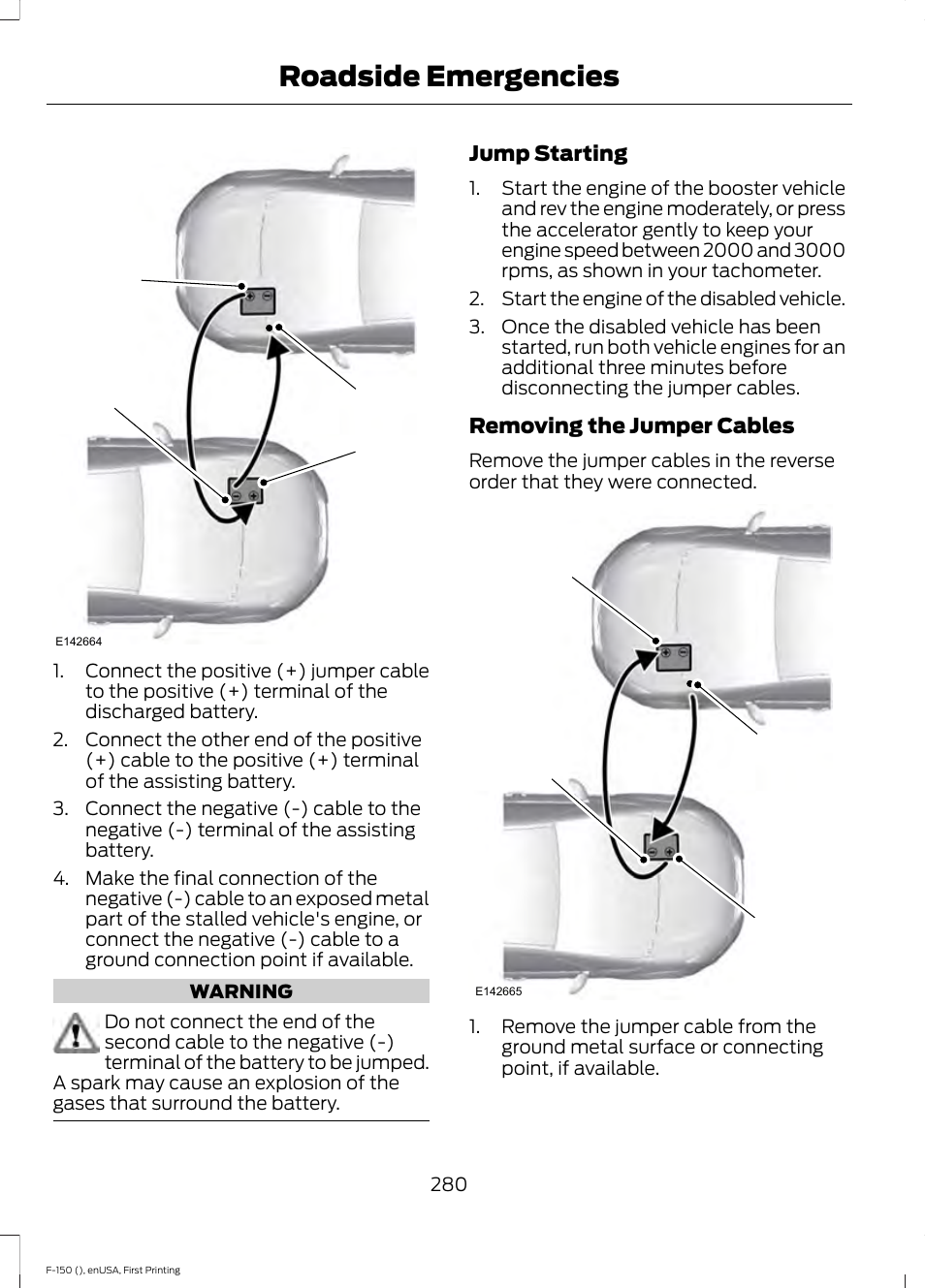 Roadside emergencies | FORD 2015 F-150 User Manual | Page 283 / 549