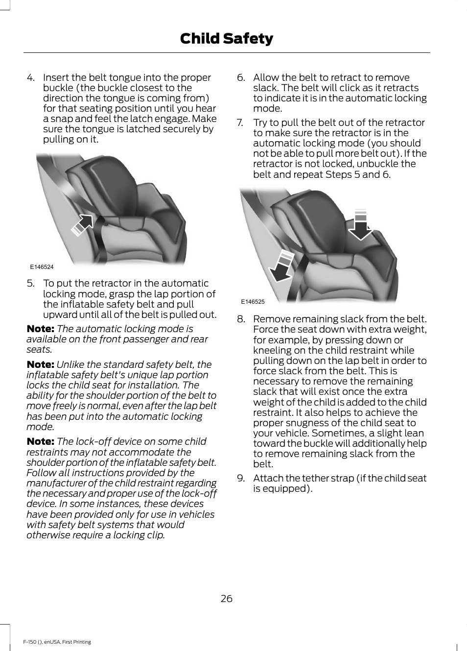 Child safety | FORD 2015 F-150 User Manual | Page 29 / 549