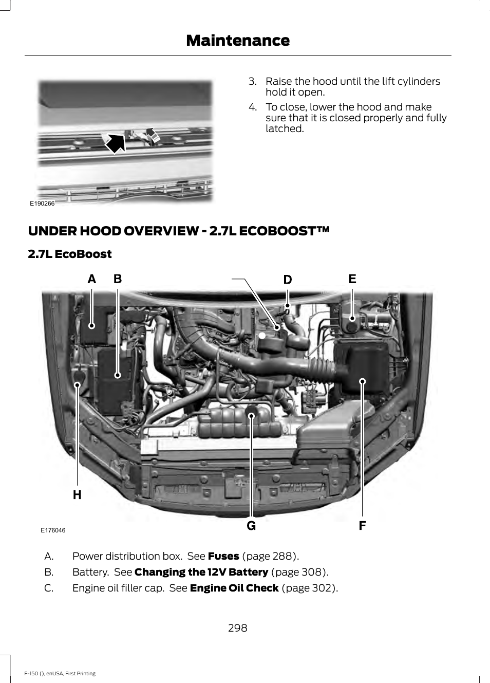 Under hood overview, Under hood overview - 2.7l, Ecoboost | Maintenance, Under hood overview - 2.7l ecoboost | FORD 2015 F-150 User Manual | Page 301 / 549