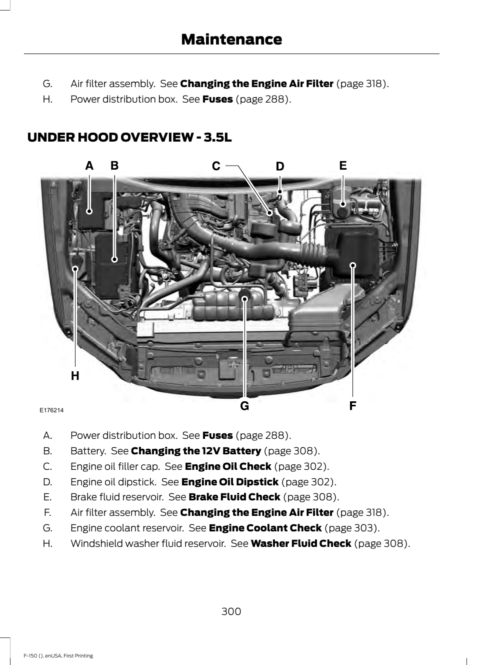 Under hood overview, Under hood overview - 3.5l, Maintenance | FORD 2015 F-150 User Manual | Page 303 / 549