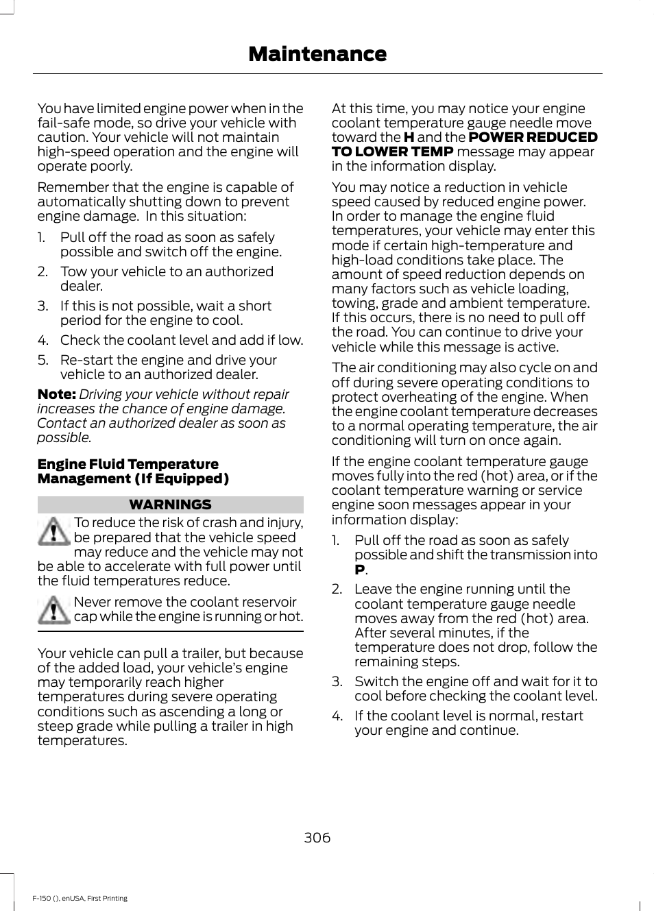 Maintenance | FORD 2015 F-150 User Manual | Page 309 / 549