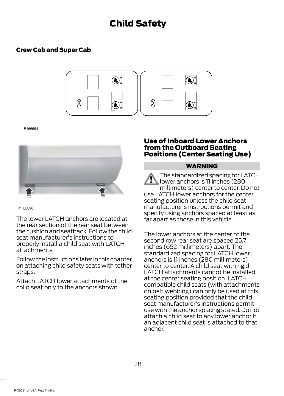 Child safety | FORD 2015 F-150 User Manual | Page 31 / 549