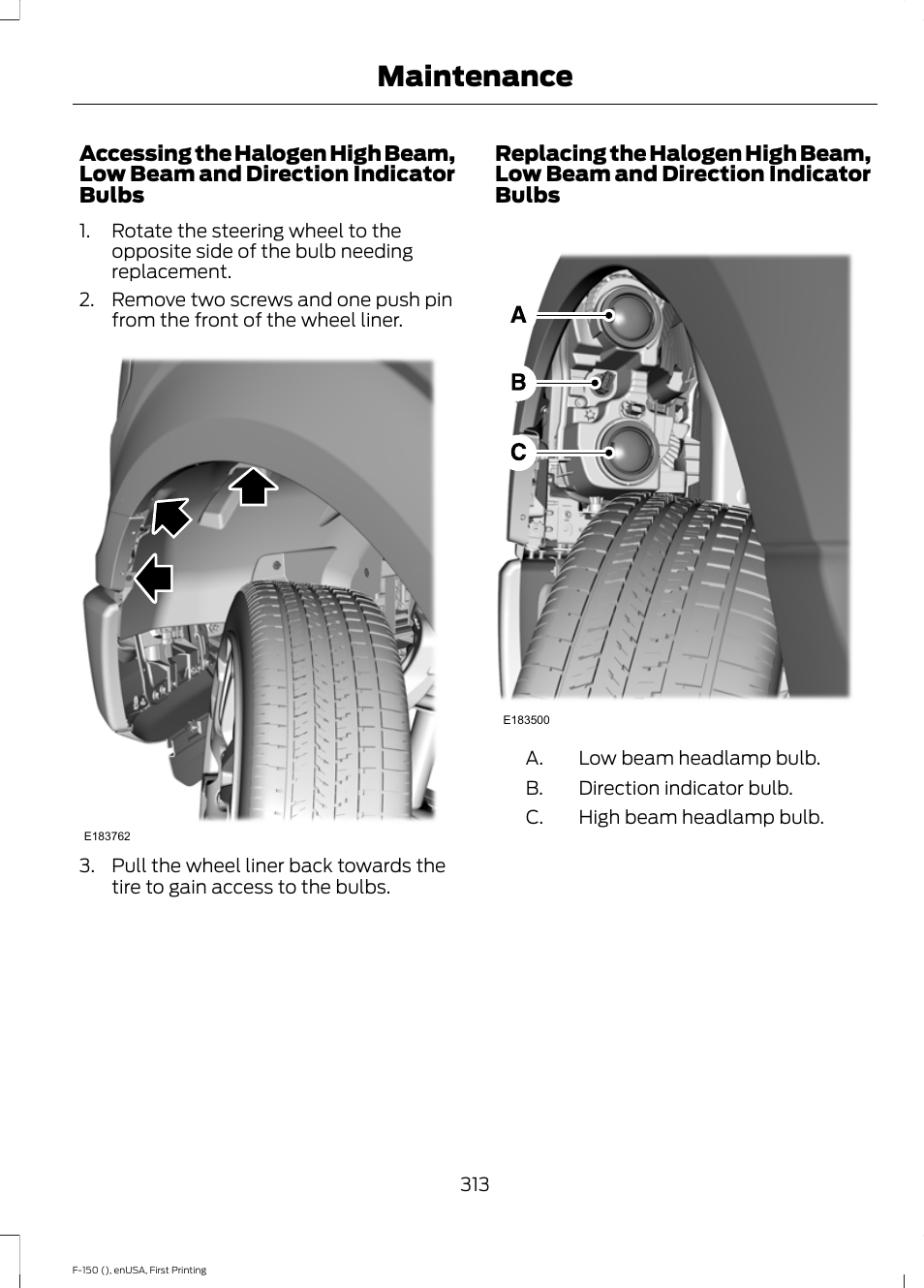 Maintenance | FORD 2015 F-150 User Manual | Page 316 / 549