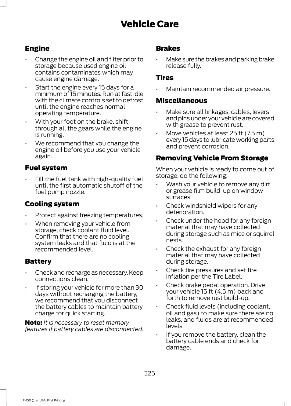 Vehicle care | FORD 2015 F-150 User Manual | Page 328 / 549