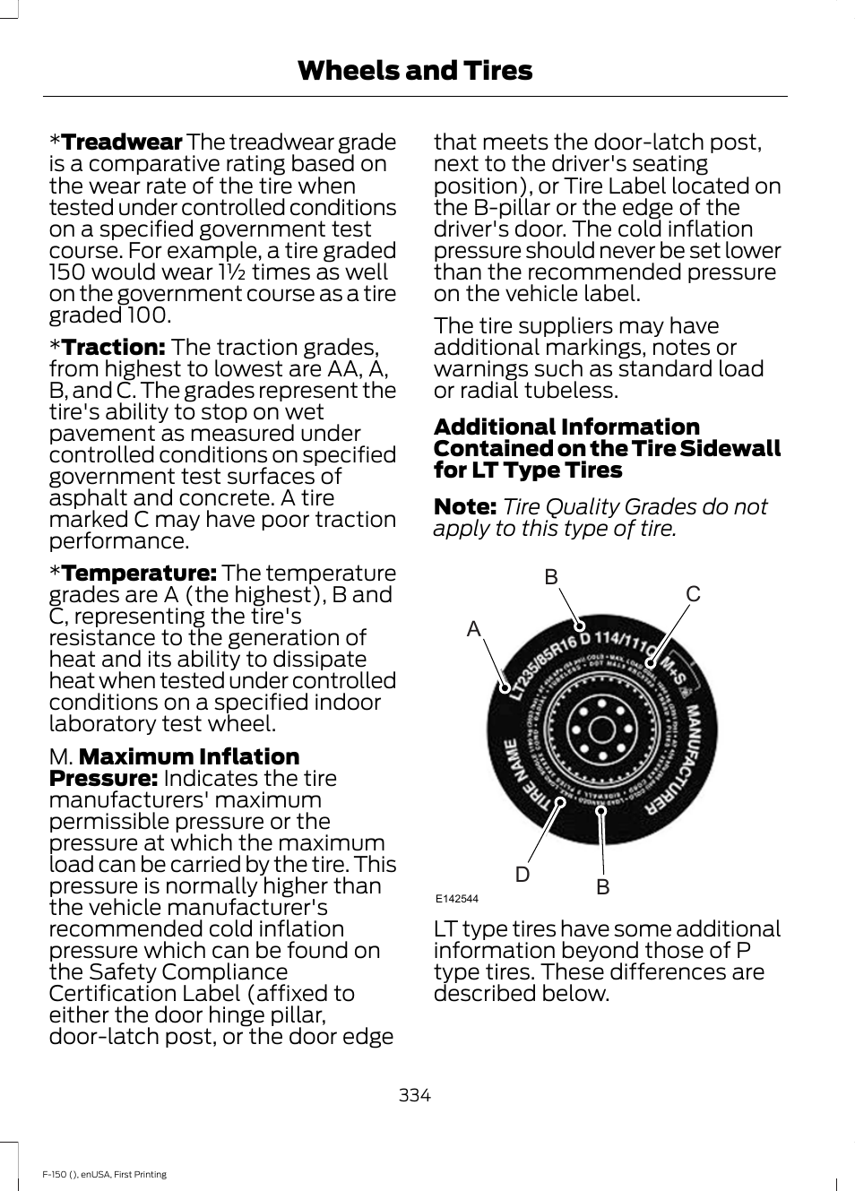 Wheels and tires | FORD 2015 F-150 User Manual | Page 337 / 549