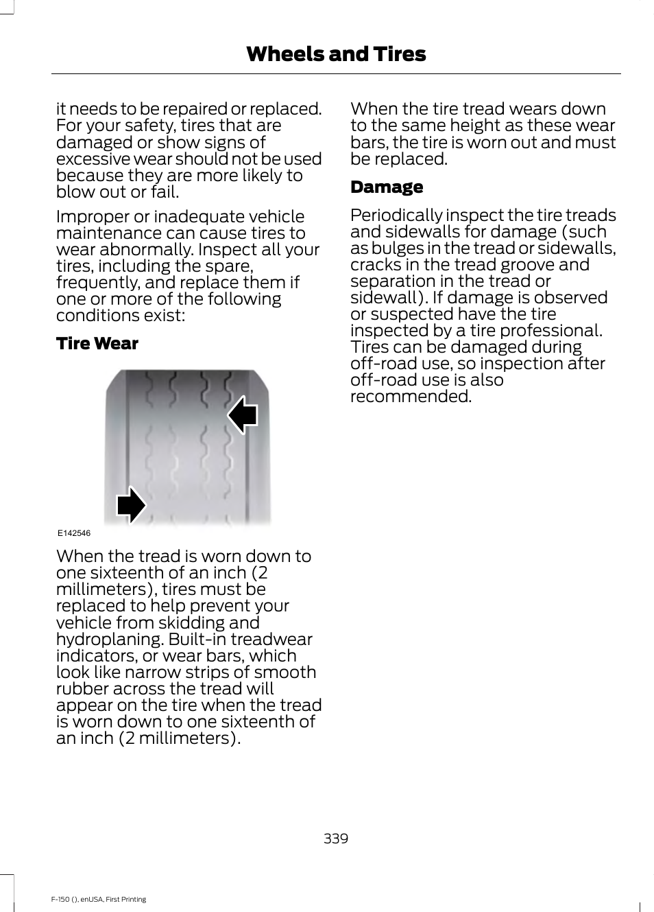 Wheels and tires | FORD 2015 F-150 User Manual | Page 342 / 549
