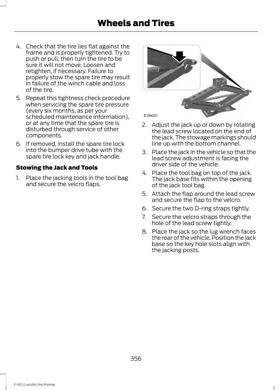 Wheels and tires | FORD 2015 F-150 User Manual | Page 359 / 549