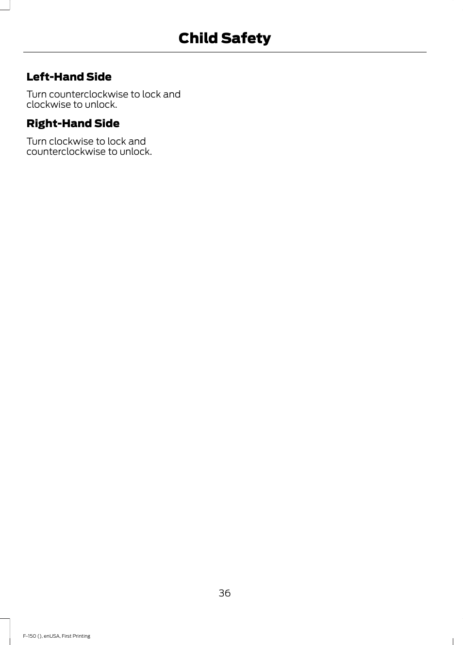 Child safety | FORD 2015 F-150 User Manual | Page 39 / 549