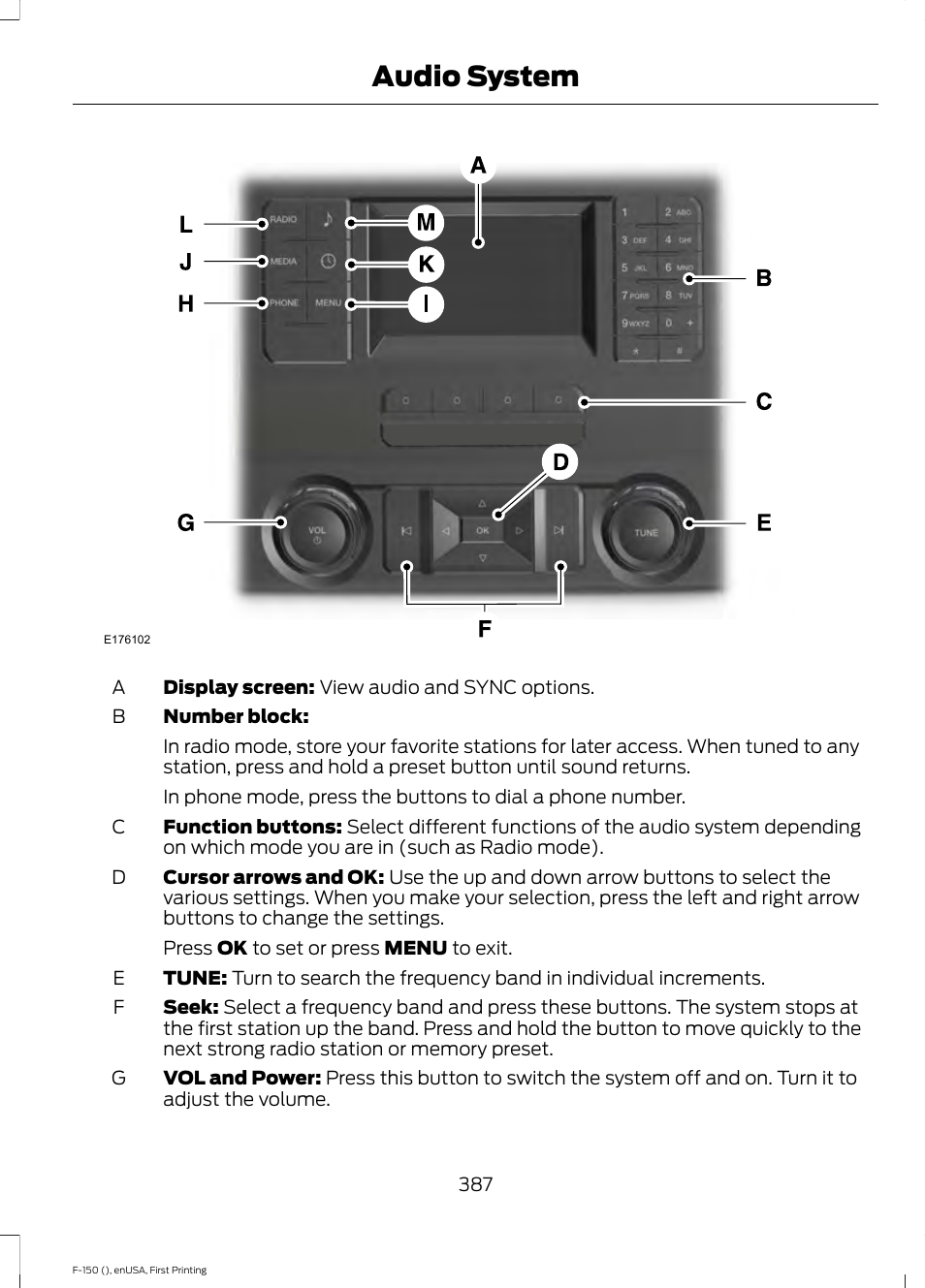 Audio system | FORD 2015 F-150 User Manual | Page 390 / 549