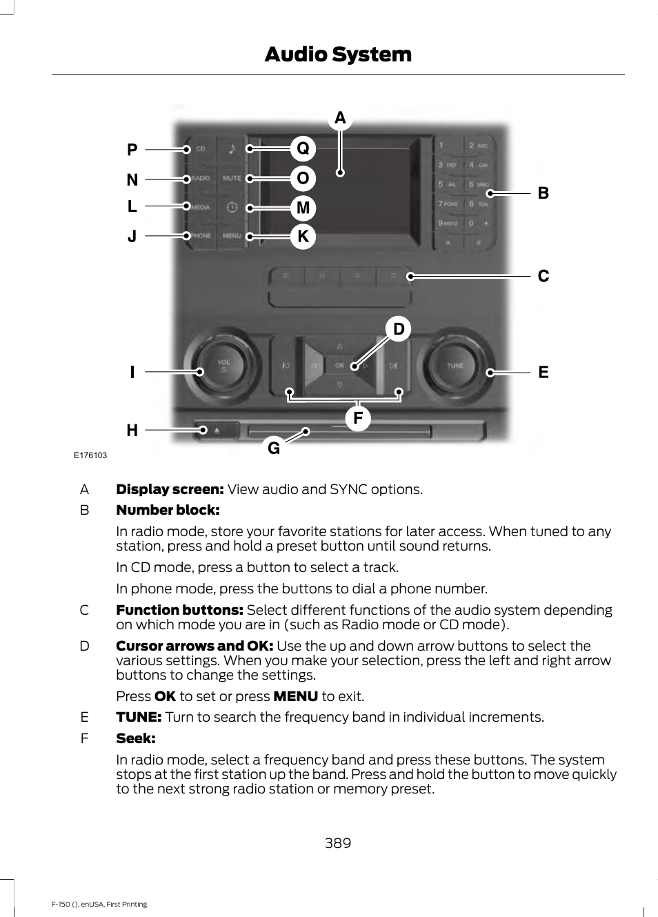 Audio system | FORD 2015 F-150 User Manual | Page 392 / 549