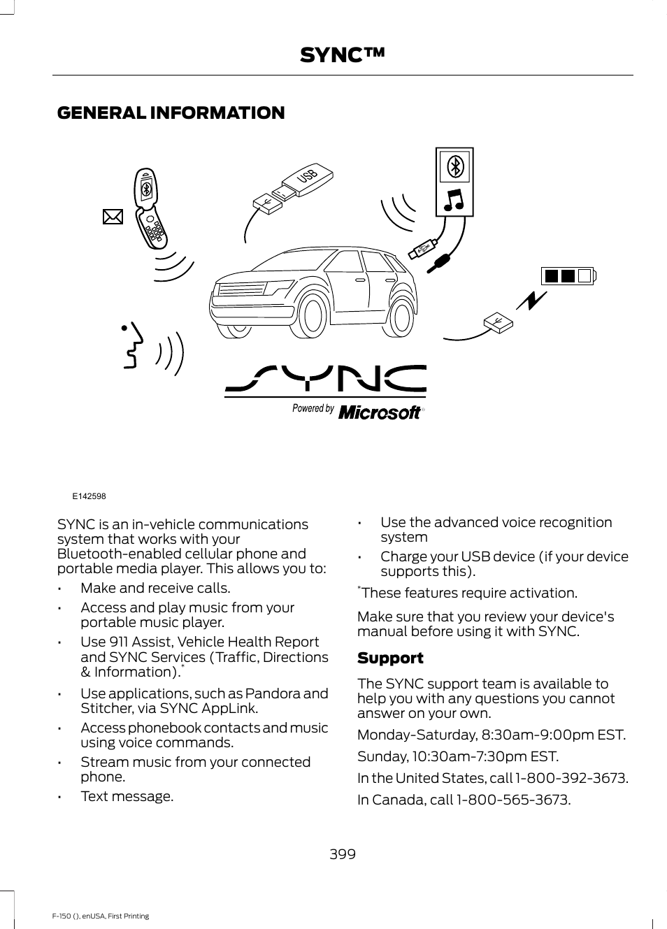 Sync, General information | FORD 2015 F-150 User Manual | Page 402 / 549