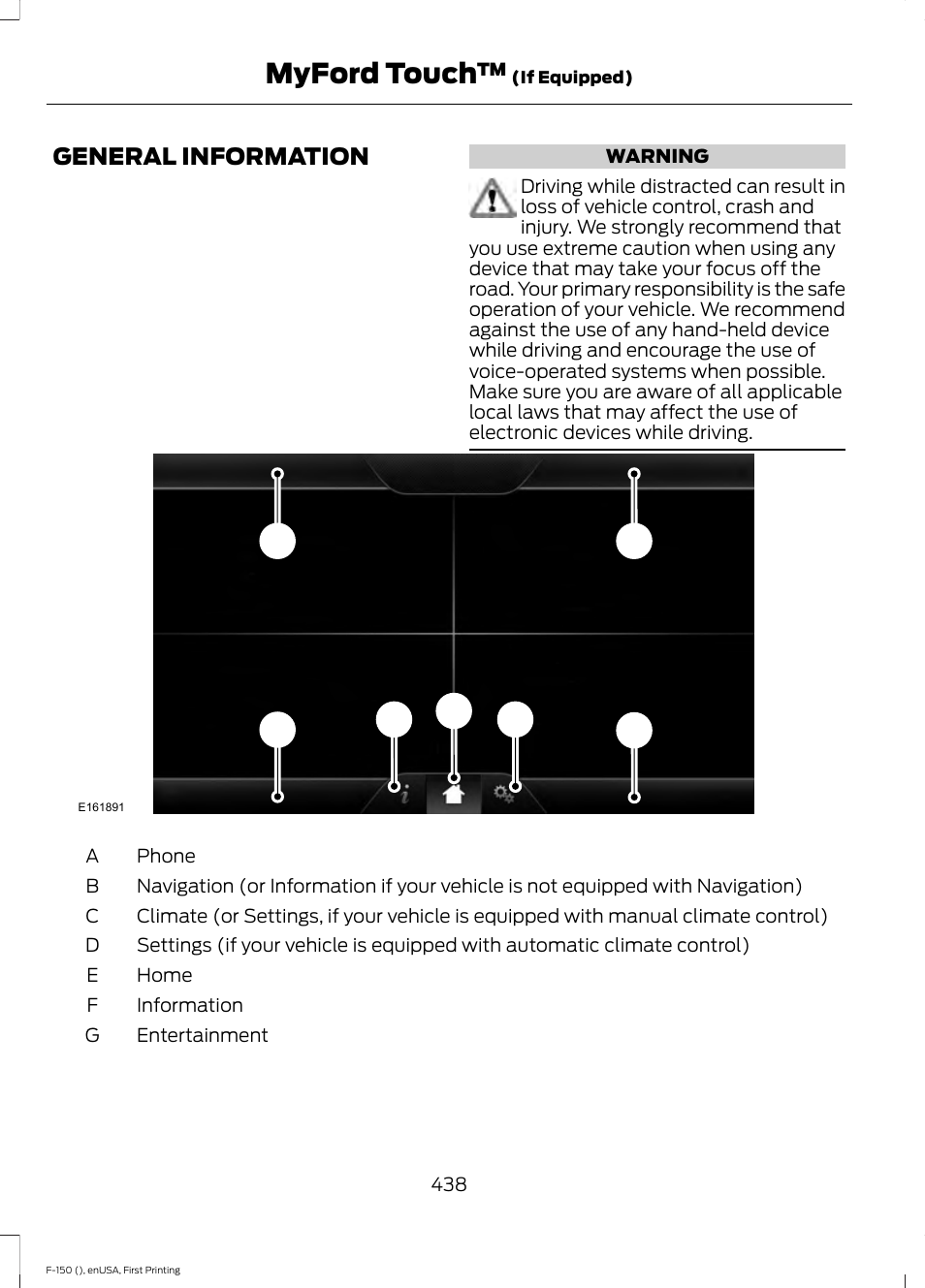 Myford touch, General information | FORD 2015 F-150 User Manual | Page 441 / 549