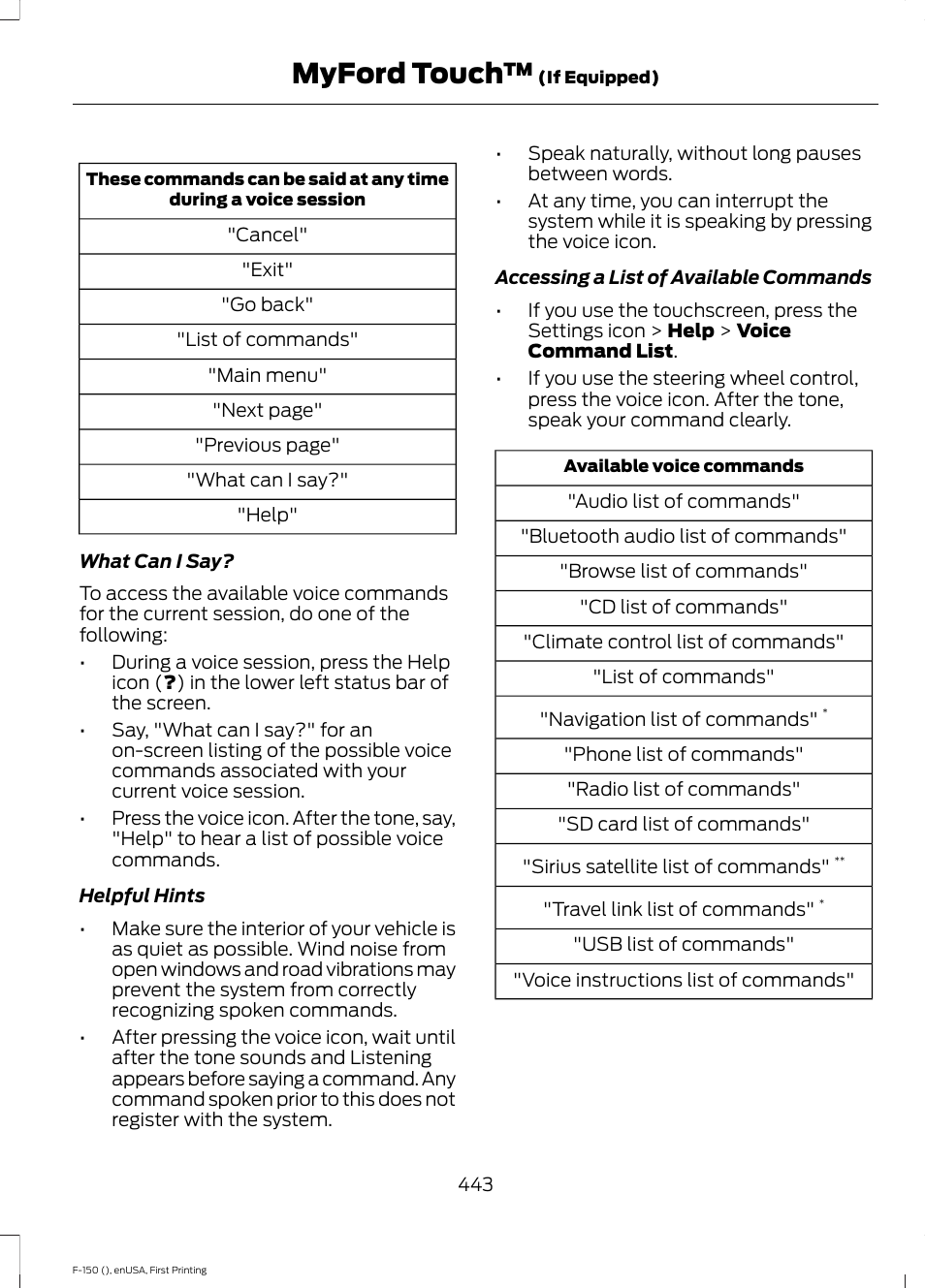 Myford touch | FORD 2015 F-150 User Manual | Page 446 / 549