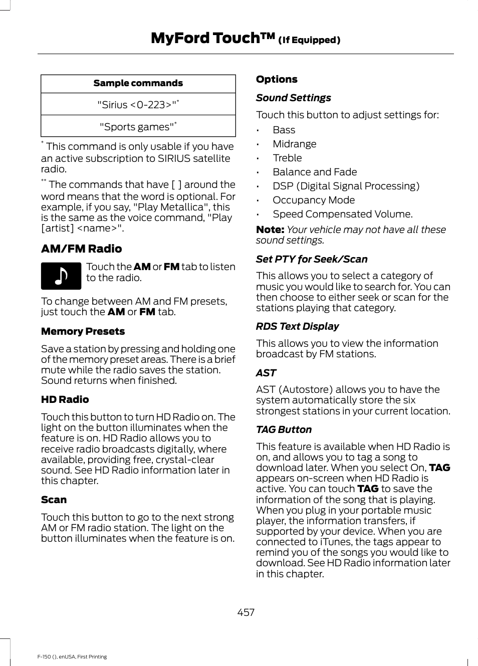 Myford touch | FORD 2015 F-150 User Manual | Page 460 / 549