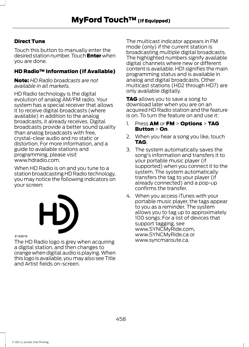 Myford touch | FORD 2015 F-150 User Manual | Page 461 / 549