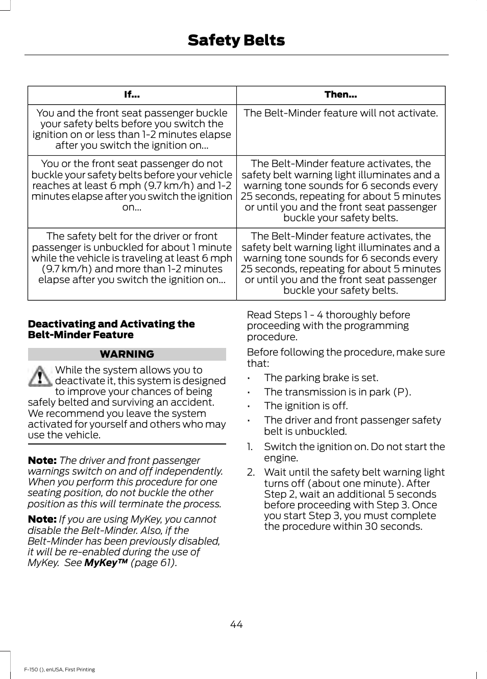 Safety belts | FORD 2015 F-150 User Manual | Page 47 / 549