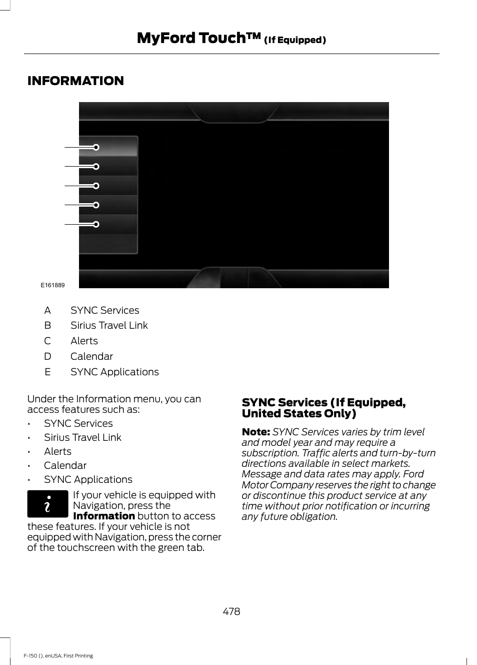 Information, Myford touch | FORD 2015 F-150 User Manual | Page 481 / 549