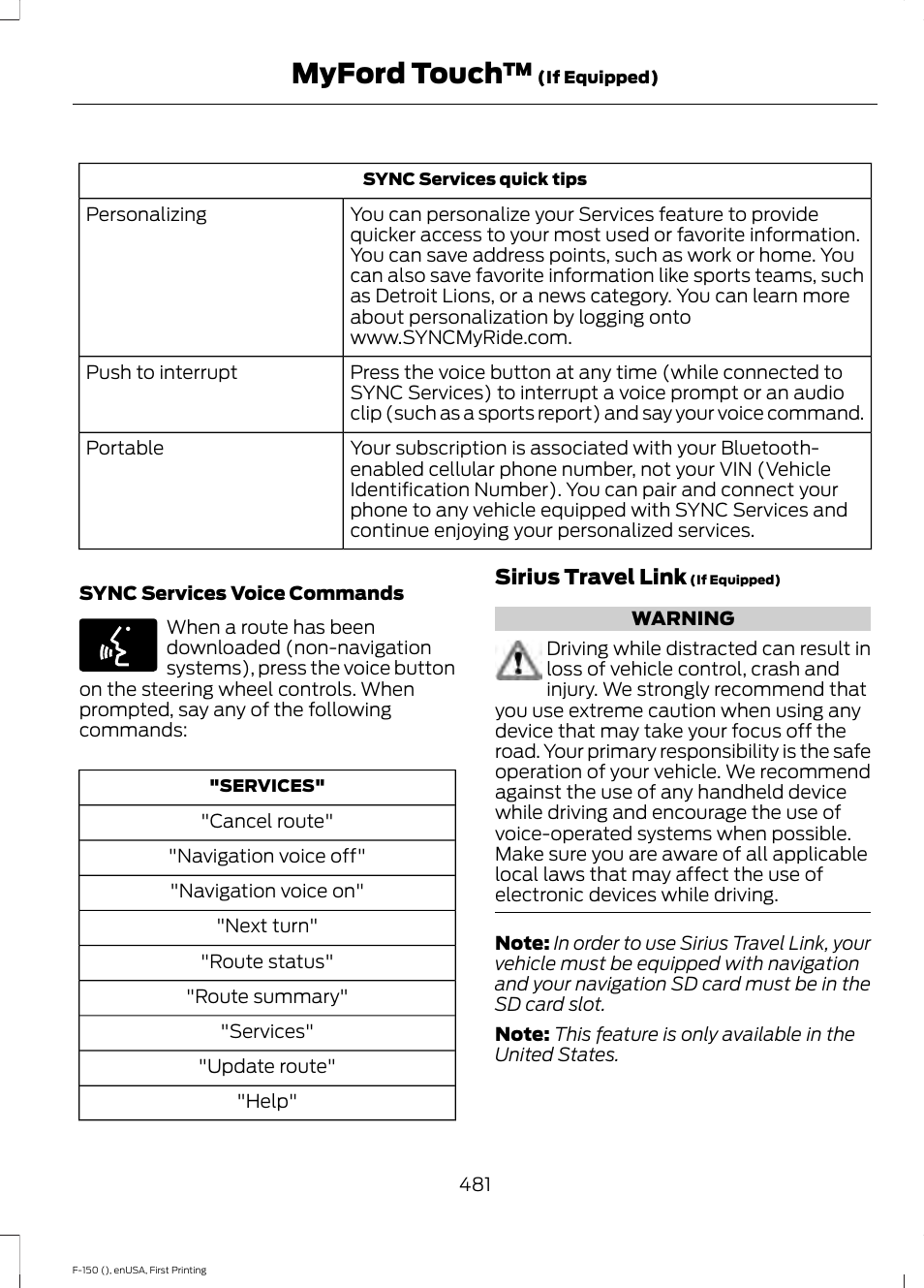 Myford touch | FORD 2015 F-150 User Manual | Page 484 / 549