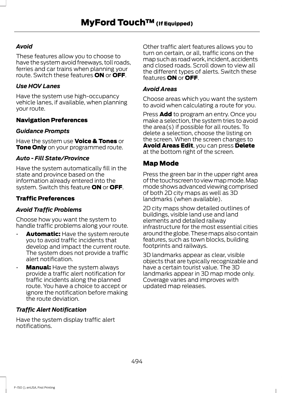 Myford touch | FORD 2015 F-150 User Manual | Page 497 / 549